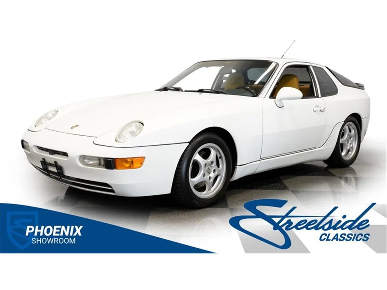 Porsche 968 Coupé Grand Prix White, phares fixes sous glace, de trois quarts avant